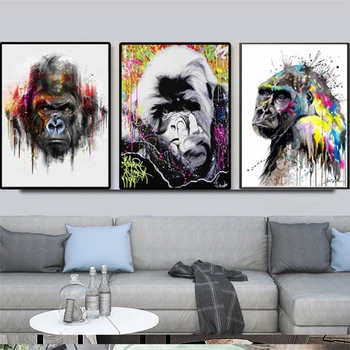 

Triptych animals Wall Art Diamond Painting Graffiti Monkey Gorilla Diamond embroidery For Kids Room decor 3 piece diy WW150