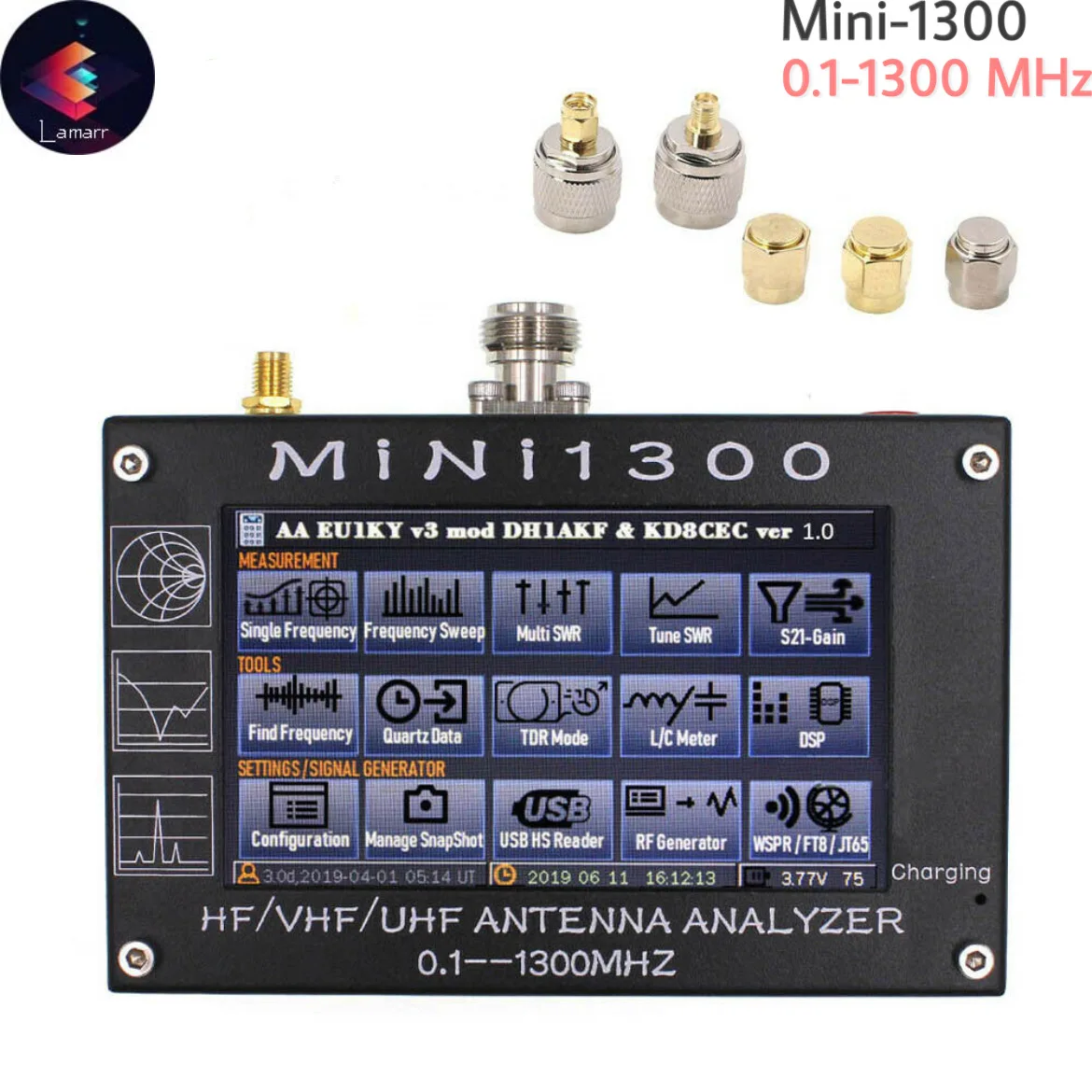Анализатор антенны Mini1300 измеритель КСВ HF/VHF/UHF ANT SWR с сенсорным ЖК-экраном 0 1 дюйма