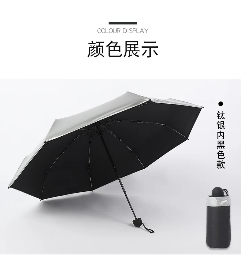 Creative New Style Titanium Silver Half off 8 Bone Parasol Customizable Mini College Style All-Weather Umbrella Silver Plastic U