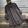 8417 New Autumn Women Blouse Japan Style Literary Print Turndown Collar Double Layer Cotton Shirt Tops Women 5