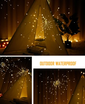 

LED Firework String Light Foldable DIY Shape Explosion Colorful Fairy Light With Remote Control For Christmas Holiday