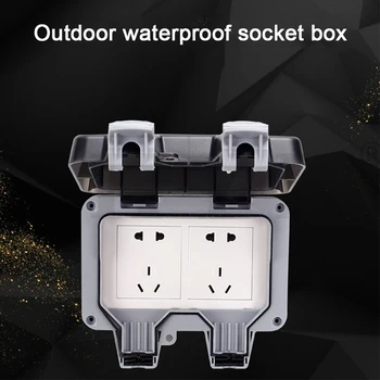 

13A With Cover External Outdoor Socket Wall Mount Outlet Switched Power Safe IP66 Waterproof Electric Box Double Plug Dustproof