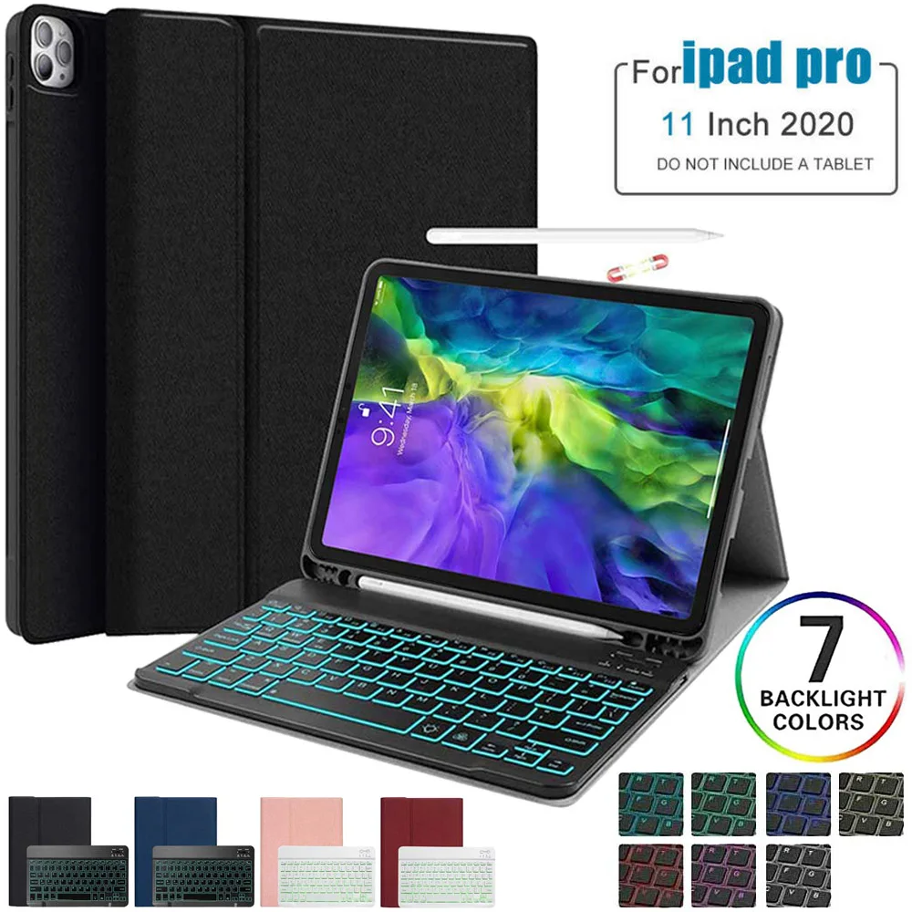 

Backlit Keyboard For iPad Pro 2020 11 inch Case Pencil Holder PU Leather Smart Wake Sleep Shell For iPad Pro 11" 2020 Keyboard