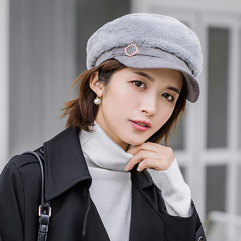 Cpop 6 Patterns New Fashion Ployester Fiber Hat High Quality Pure Color Hats Winter Simple Personality Elegant Women Hat Gift
