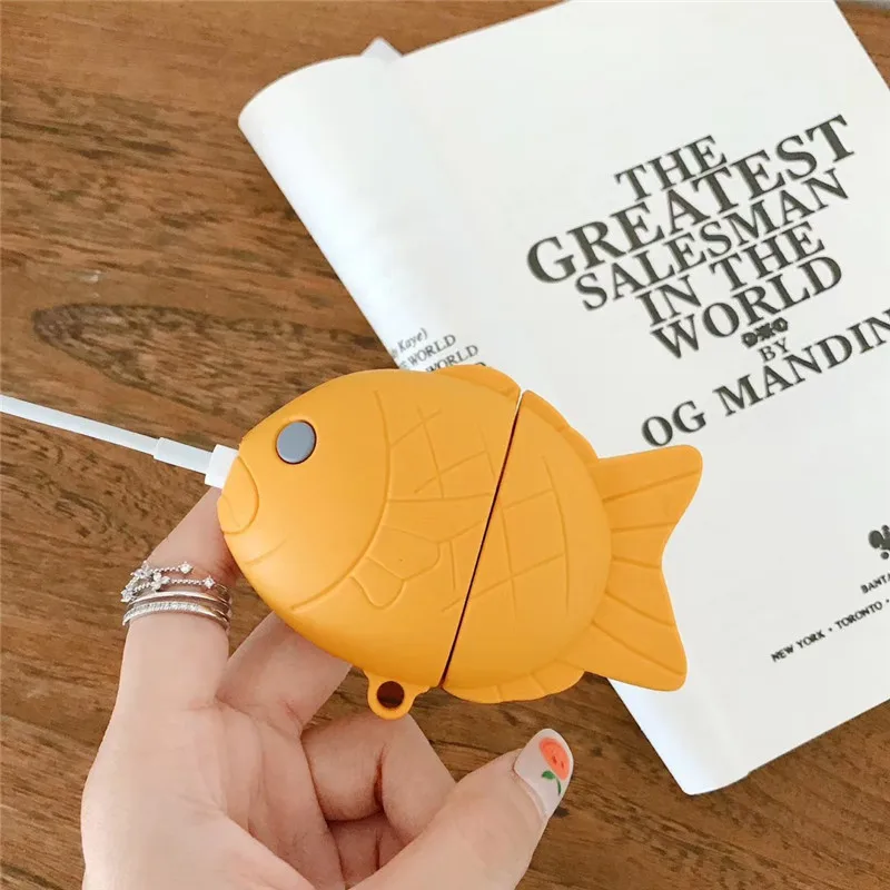 Чехол для AirPod 2 мягкий силиконовый чехол с 3D рисунком рыбы беспроводных Bluetooth