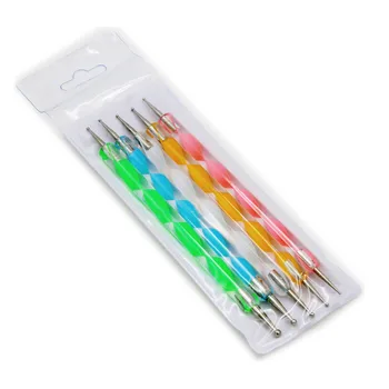 

5 pieces/bag way dispensing marble painting pen tool crimping pen point drill pen nail care nail decoration