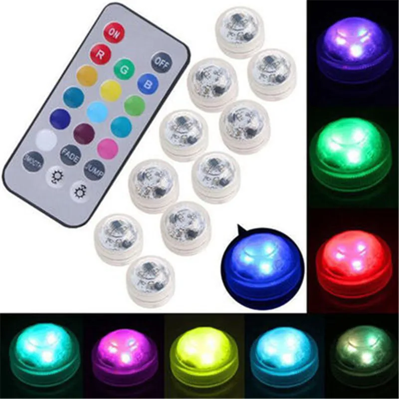 Submersible LED Lights Waterproof RGB Underwater Light For Wedding Tea Light Hot Tub Pond Pool Bathtub Aquarium Party Vase Decor marine underwater lights