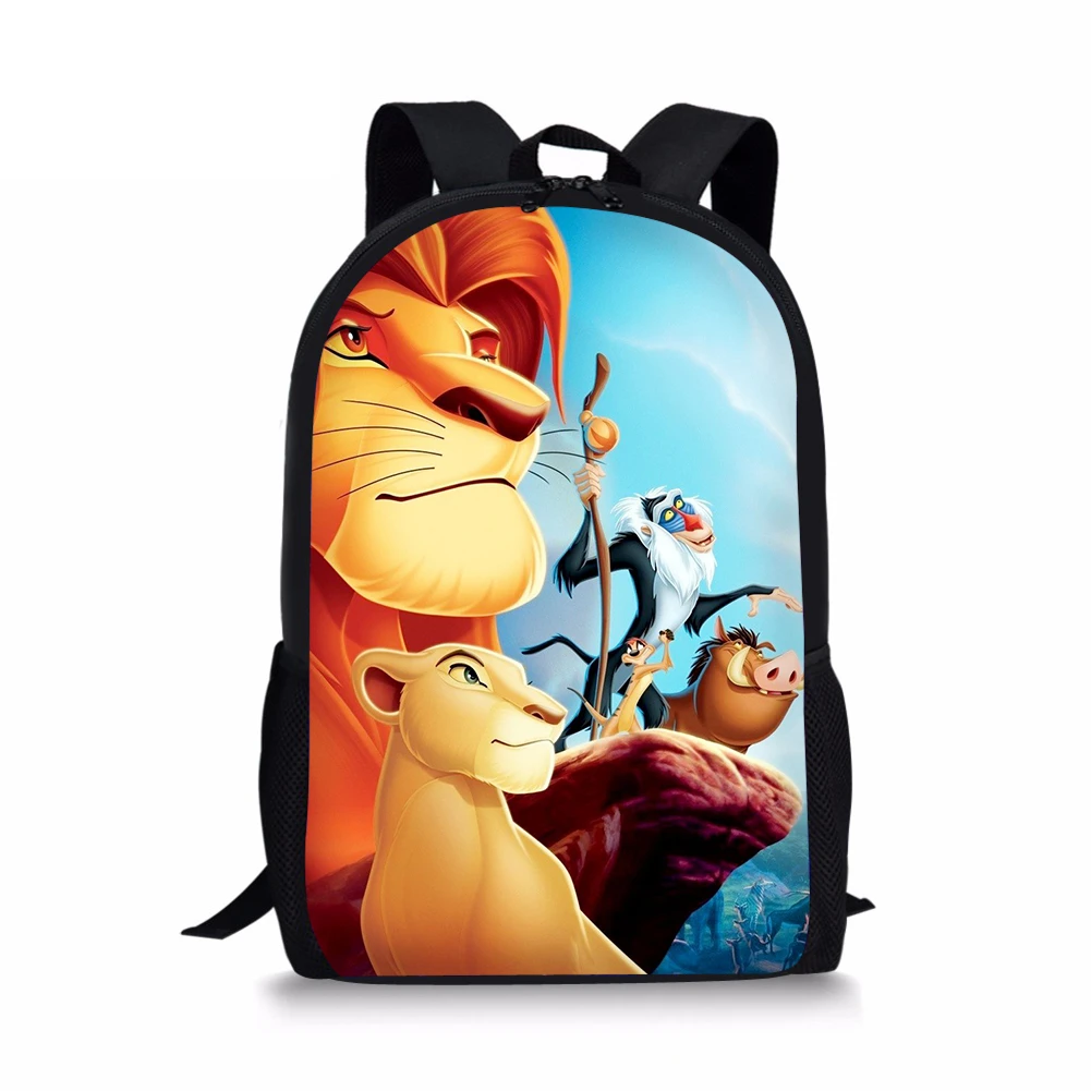 

Customize Cartoon Simba The Lion King School Backpack for Teenager Boys Girls 16 inch BookBag Baby Kids Student Satchel Mochila