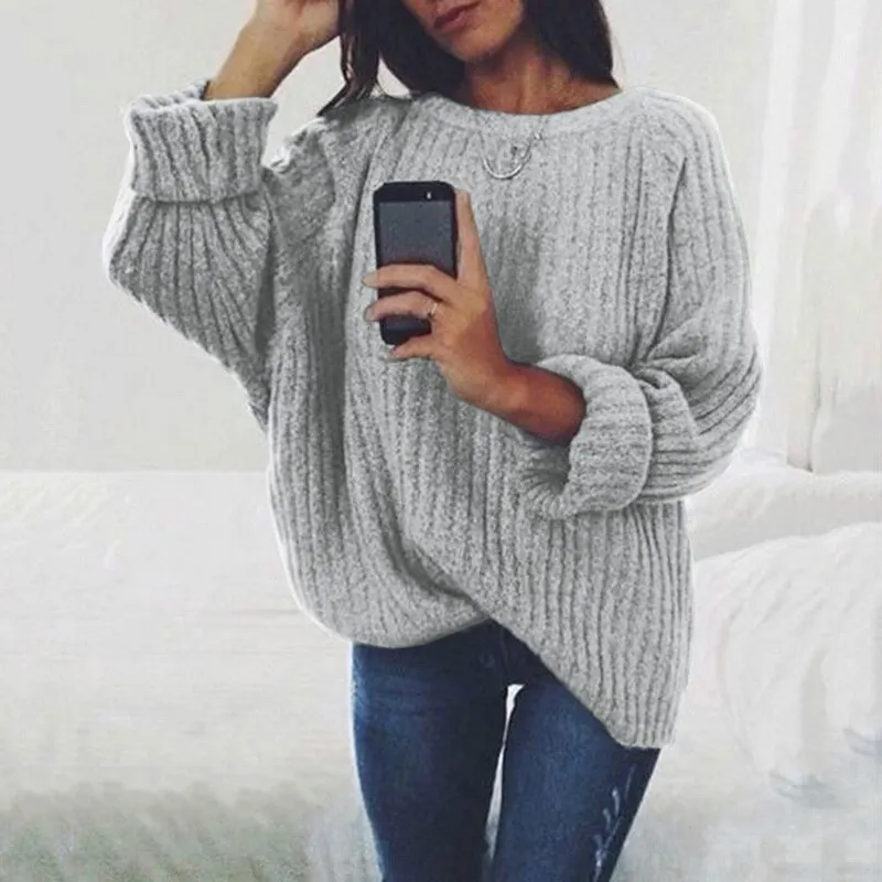 

Litthing Autumn Women Loose Sweater Pullovers 2019 Casual O neck Oversize Sweater Fashion Solid Jumper Knittwear Korean Tops