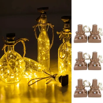 

LED Colored Starry Cork Lights Solar Powered Mini Copper String Lights for Wine Bottles with Cork DIY Party Wedding Decor Lamp