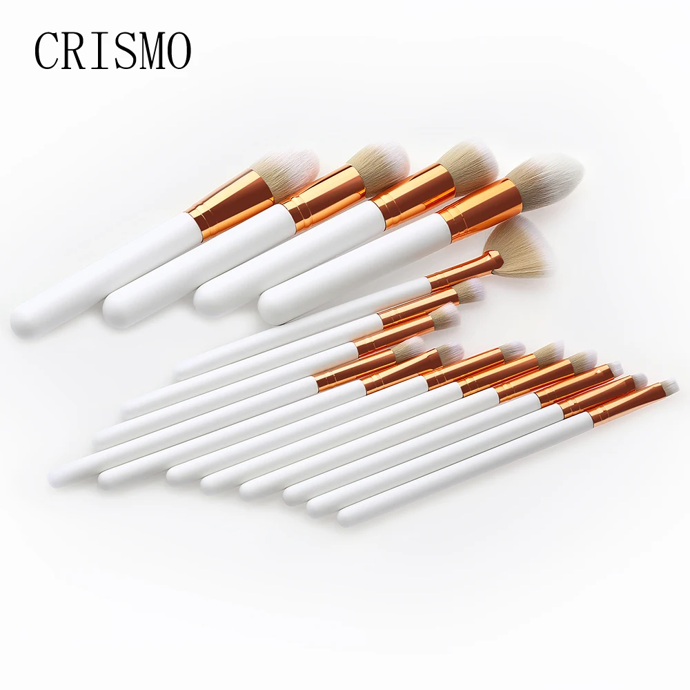 CRISMO White Makeup Brushes Set Professional Foundation Powder Blush Highlighter Eyeshadow Brush Premium Eye Makeup Brush 5