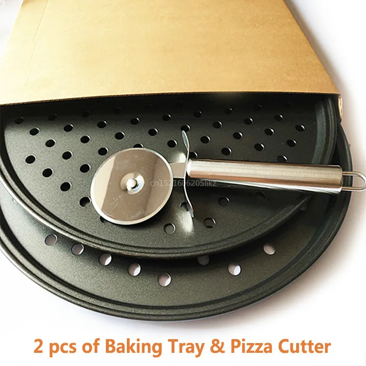 2 шт. противень для пиццы из углеродистой стали с антипригарным покрытием, 32 см, тарелка для пиццы, посуда для выпечки, посуда для дома и кухни, набор инструментов для выпечки