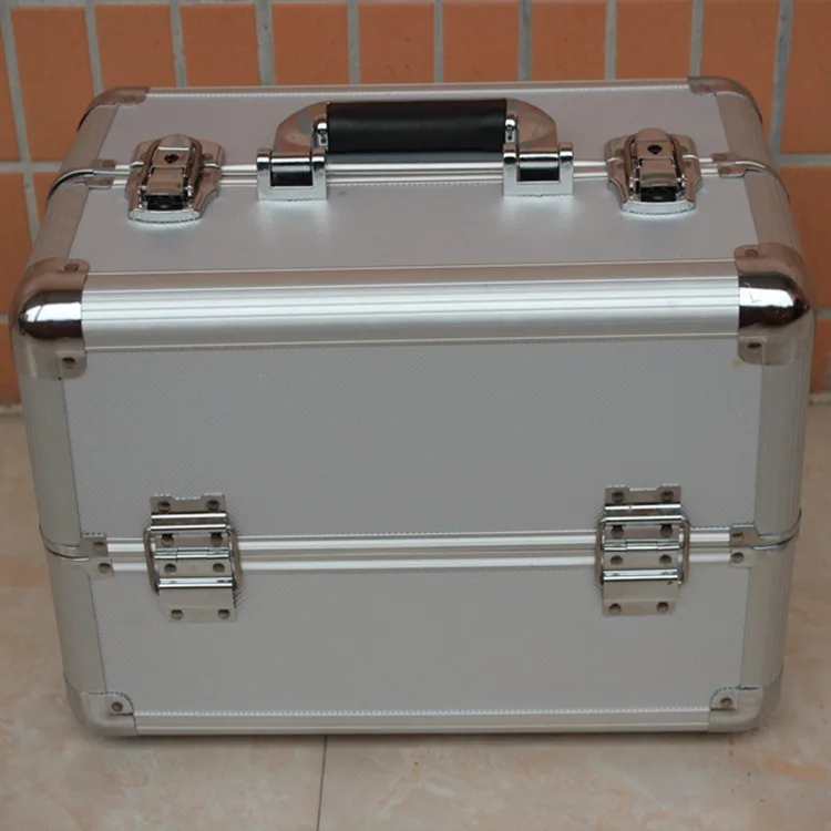 

Hand Double-door Makeup Case Makeup Tool Box Multilayer Lock Jewlery Box Suitcase Wholesale Customizable