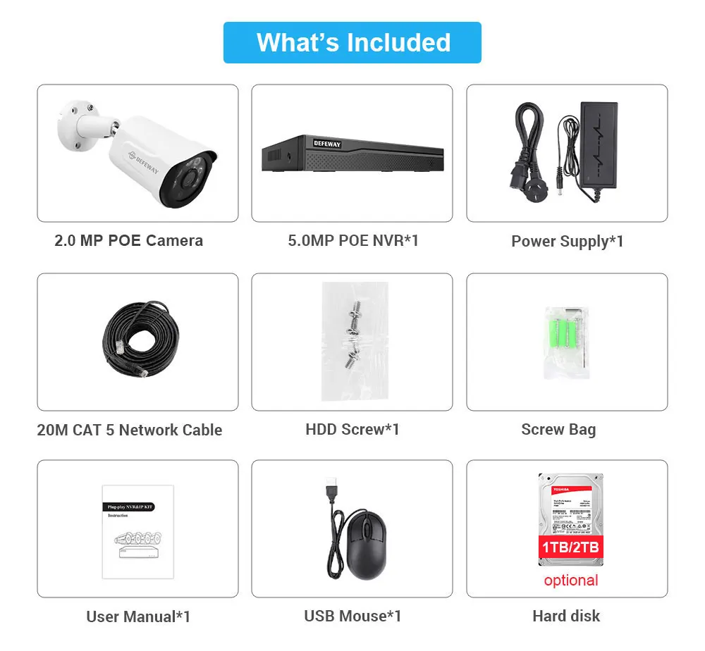 5MP H.265 + 4/8CH POE NVR Kit камера видеонаблюдения системы безопасности 4 шт. 2MP аудио записи