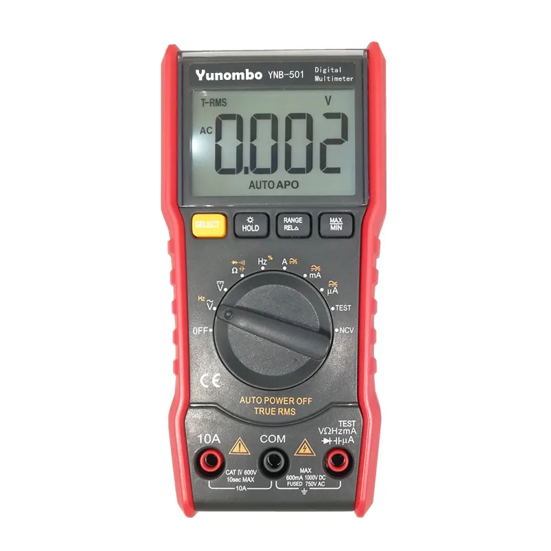 

Yunombo 6000 Counts YNB-501 Digital Multimeter NCV Mini Auto Range AC/DC voltage Current Resistance Capacitance Diode backlight