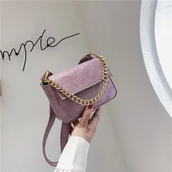 

Textured fashion shoulder bag female 2020 new Korean version of the foreign small square bag niche crocodile pattern chain