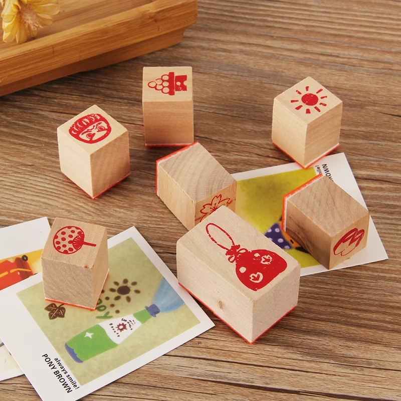 Japanischen Symbol Briefmarken Vintage Holz Gummi Sakura Fuji Berg Stempel Set Für Diy Craft Karte Machen Glücklich Planer Scrapbooking