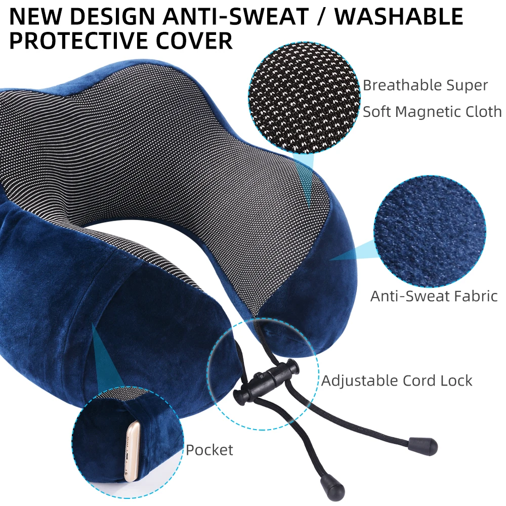 1 шт. u-образная подушка для путешествий с эффектом памяти, Массажная подушка для шеи, комплект для путешествий с 3D масками для глаз, беруши, роскошная сумка