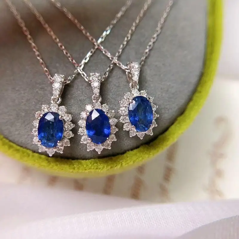 Huitan Dainty Blue Cubic Zirconia Pendant Necklace Wedding Ceremony Party Luxury Accessories for Women Fancy Gift Trendy Jewelry - Image 3