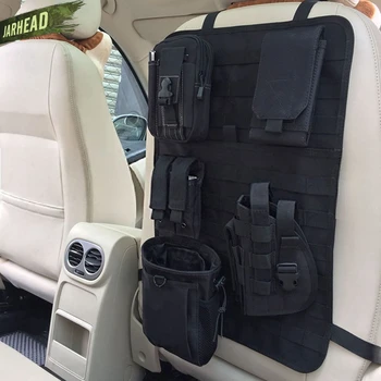 범용 전술 MOLLE 카시트 백 오거나이저, 군용 MOLLE 패널, 차량 시트 커버 프로텍터 키트, 매트 블랙