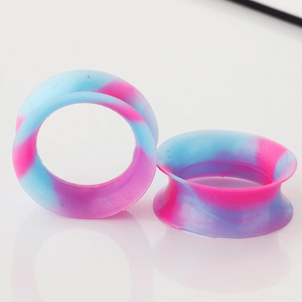 

TIANCIFBYJS Soft Silicone Ear Gauges Flesh Tunnels Plugs Stretchers Expander Double Flared Flesh Tunnel Body Piercing 100/200pcs