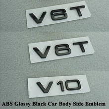 Стайлинга ABS глянцевый черный боковые зеркала автомобиля эмблема для кузова V6T V8T V10 аксессуары для Audi A6 A7 A8 S4 S5 S6 S8 RS4 RS5 RS6 RS7 RS8 SQ5 SQ7