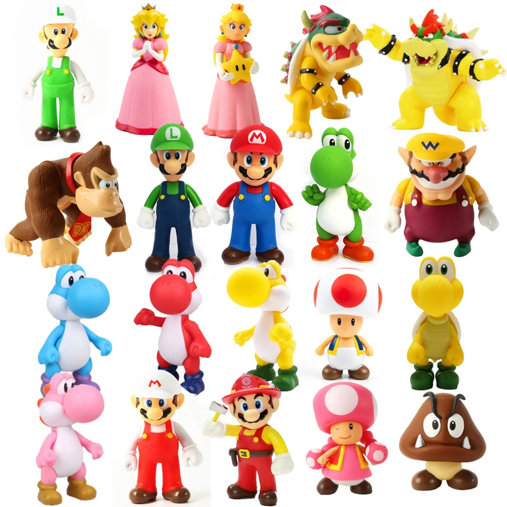 6 12 см Super Mario Bros Луиджи Марио Йоши Koopa производитель Одиссея гриб Toadette ПВХ Фигурки