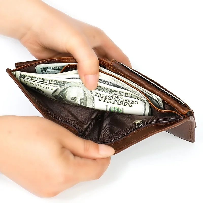 Новинка 2019 бумажник в стиле ретро из кожи Крейзи Хорс мужской кожаный ручной