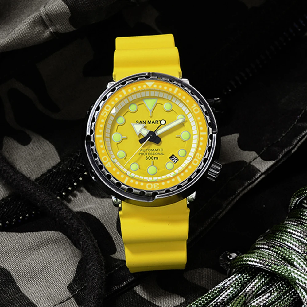 Новые автоматические часы San Martin Tuna SBBN031 300m водонепроницаемые часы NH36 MOV'T наручные часы нержавеющая сталь наручные часы для дайвинга мужские