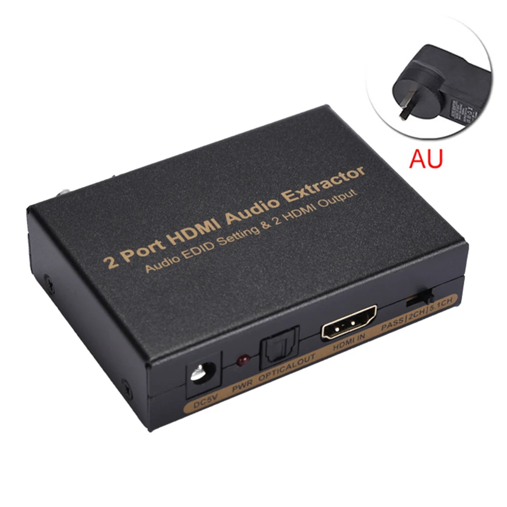 AU Plug 1X2 HD1080P HDMI аудио экстрактор 2 порта HDMI аудио экстрактор аудио EDID установка 2 HDMI сплиттер выход с адаптером питания - Цвет: AU Plug