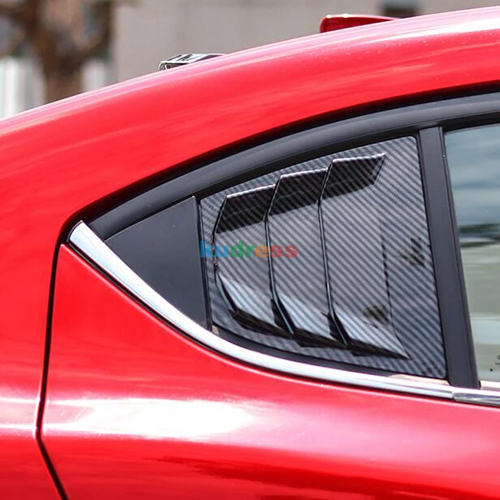 Для Mazda 3 M3 Axela углеродное волокно задняя четверть окна боковые жалюзи автомобиля заднего стекла жалюзи совок крышка отделка Стайлинг