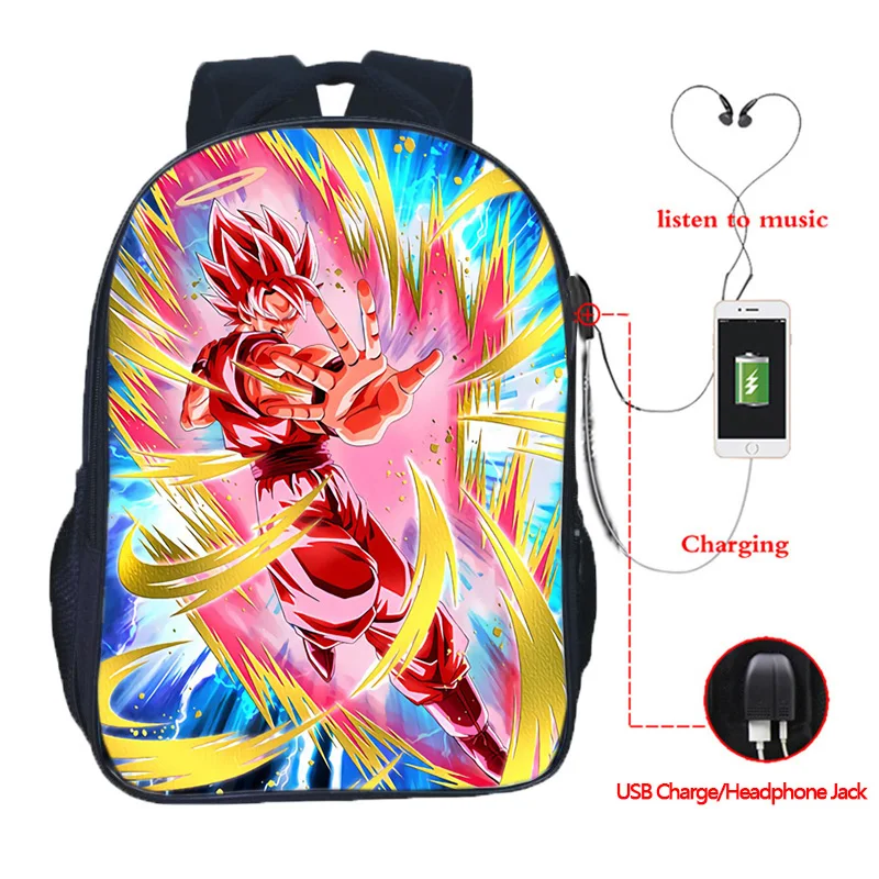 Dragon Ball Z Многофункциональный рюкзак Goku Vegeta школьные сумки для подростков девочек мальчиков зарядка через usb ноутбук рюкзак дорожные сумки - Цвет: 18