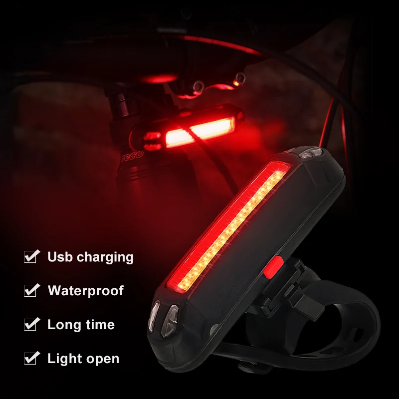

Waterproof Riding Bicycle LED Taillights Bike Warning Light USB Rechargeable Monochrome Double Color Taillights Warning Lights