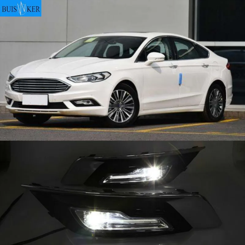 

1 комплект для Ford Fusion Mondeo 2018 светодиодный DRL Противотуманные лампы дневного света светильник Дневной светильник Водонепроницаемый укладки светильник дальнего света