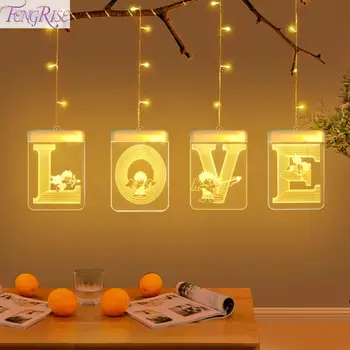 

FENGRISE MERRY ME LOVE Heart Led Light Romantic Wedding Decor Valentines Day Weeding Decoration For Weddings Birthday Party Deco