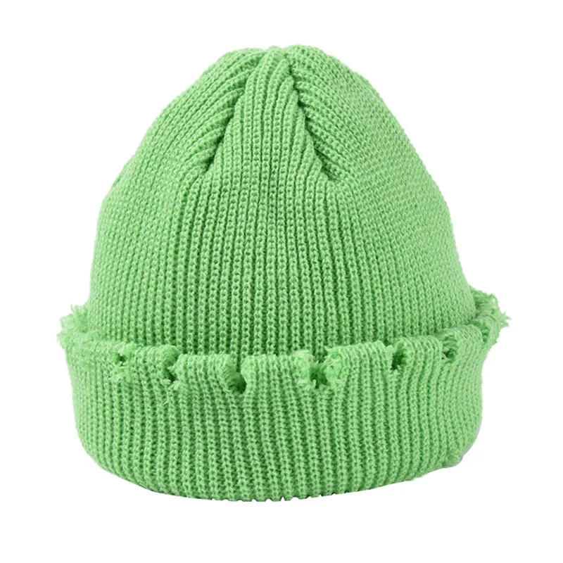 BUTTERMERE, зимняя шапка, женская вязаная шапка, теплая, однотонная, с отверстием, корейская мода, для девушек, Skullies Beanies - Цвет: grass green