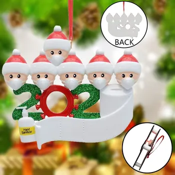 

2020 Christmas Decoration Gift Wooden Face Mask Snowman Christmas Pendant DIY Name Wishes Christmas Decoration with light 1pcs