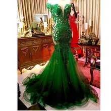 Изумрудно-зеленое вышитое бисером длинное платье русалки для выпускного вечера, кружевные пикантные вечерние платья для выпускного, вечернее платье с открытой спиной, Vestidos Longo