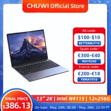 CHUWI GemiBook 13″ 2K IPS Screen LPDDR4X 12GB 256GB SSD Intel Celeron Quad Core Windows 10 Laptop with Backlit Keyboard