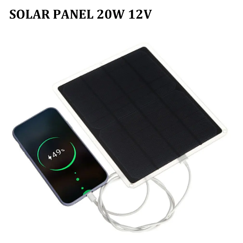 20 Вт 12 в моно Солнечная батарея с usb-разъемом зарядное устройство power Bank для мобильного телефона зарядное устройство для кемпинга ультра тонкий высокая эффективность