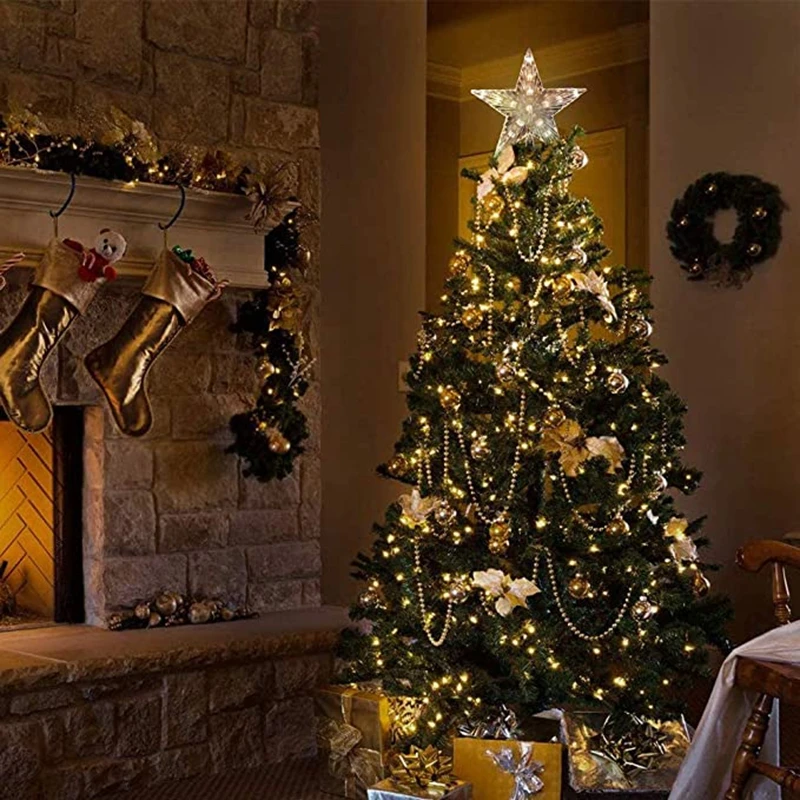 LED Christmas Tree Star Topper Decorations 24/18cm Light Glowing Fairy Light with Battery Box christmas tree decoration,christmas star decoration