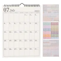 Calendrier mural suspendu, calendrier mensuel, pour la prise de notes, couleurs assorties, 1 pièce, 2022 