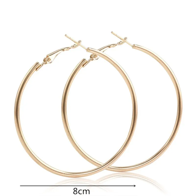 EB2099 Gold 8CM Большие эффектные модные золотые серебряные геометрические серьги для женщин металлические подвесные Серьги Квадратные круглые треугольные звезды серьги - Окраска металла: EB2099 Gold 8CM