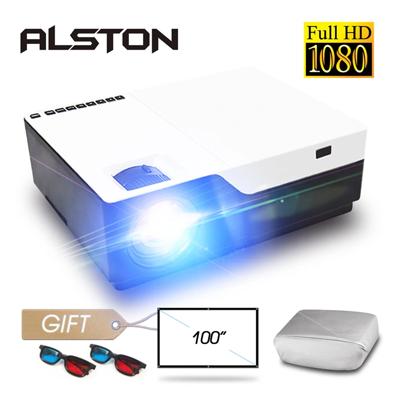 Проектор ALSTON M18 Full HD 1080P 4K 5500 лм кинотеатр проектор Android Wi Fi Bluetooth hdmi VGA AV USB|Проекторы