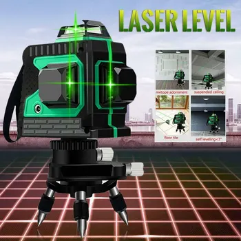 

3D 8/12 Lines Laser Level 360°line Laser Green Red Recharge Laser Level Horizontal Vertical Cross Lines with Auto Self-Leveling