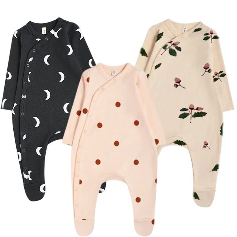 

0-24M Newborn Kid Baby Boy Girl Winter Clothes Print Pajama Romper Cute Jumpsuit Baby Organic Cotton Clothes Photography Outfits