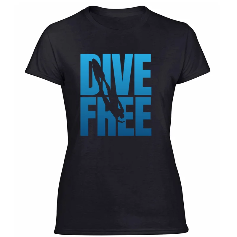 Модная дышащая футболка для дайвинга,, дизайн freediver, графическая футболка для мужчин,, Мужская футболка для отдыха, не мнется, Harajuku - Цвет: Women-Black
