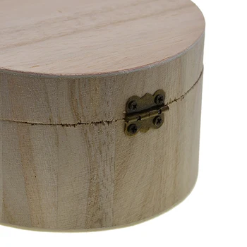 

2Pcs DIY Unfinished Wooden Box, Round Wood Treasure Case for Jewelry Makeup Trinkets, Home Storage Organizer