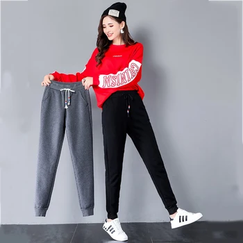 

Fashion Pants Thick Winter High Waist Pants Warm Loose Casual Long Pants For Women Solid Color Soft Ladies Trousers Plus Size