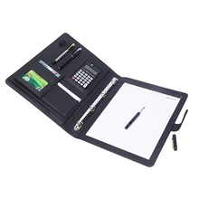 8 Packets File Folder A4 PU Ring Binder Display Book Folders With Calculator Document Bag Organizer Business Office Supplies ruize office supplies leather folder organizer padfolio soft cover 4 ring binder big a4 file folder with calculator and notepad